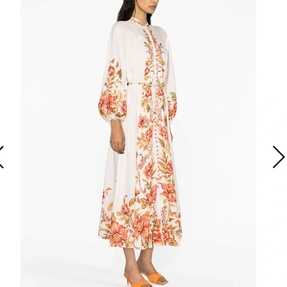 💐 Zimmermann Vacay Billow belted  floral linen maxi dress 💐 - Picture 3 of 16
